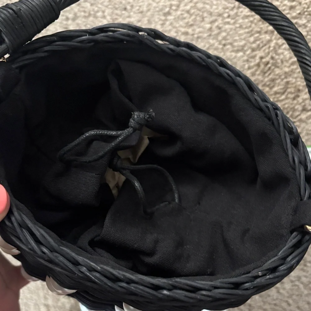 Kate Spade Black Wicker Mini Bag with Pearl Details - Picture 2 of 3